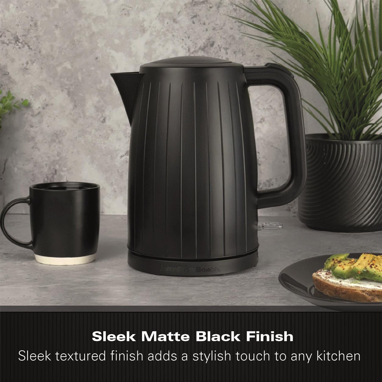Hamilton Beach Stealth 1.7L Textured Kettle Matte Black