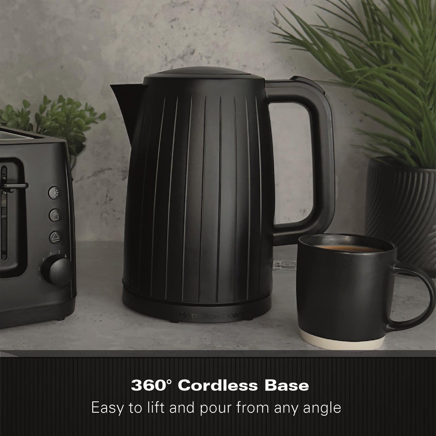 Hamilton Beach Stealth 1.7L Textured Kettle Matte Black