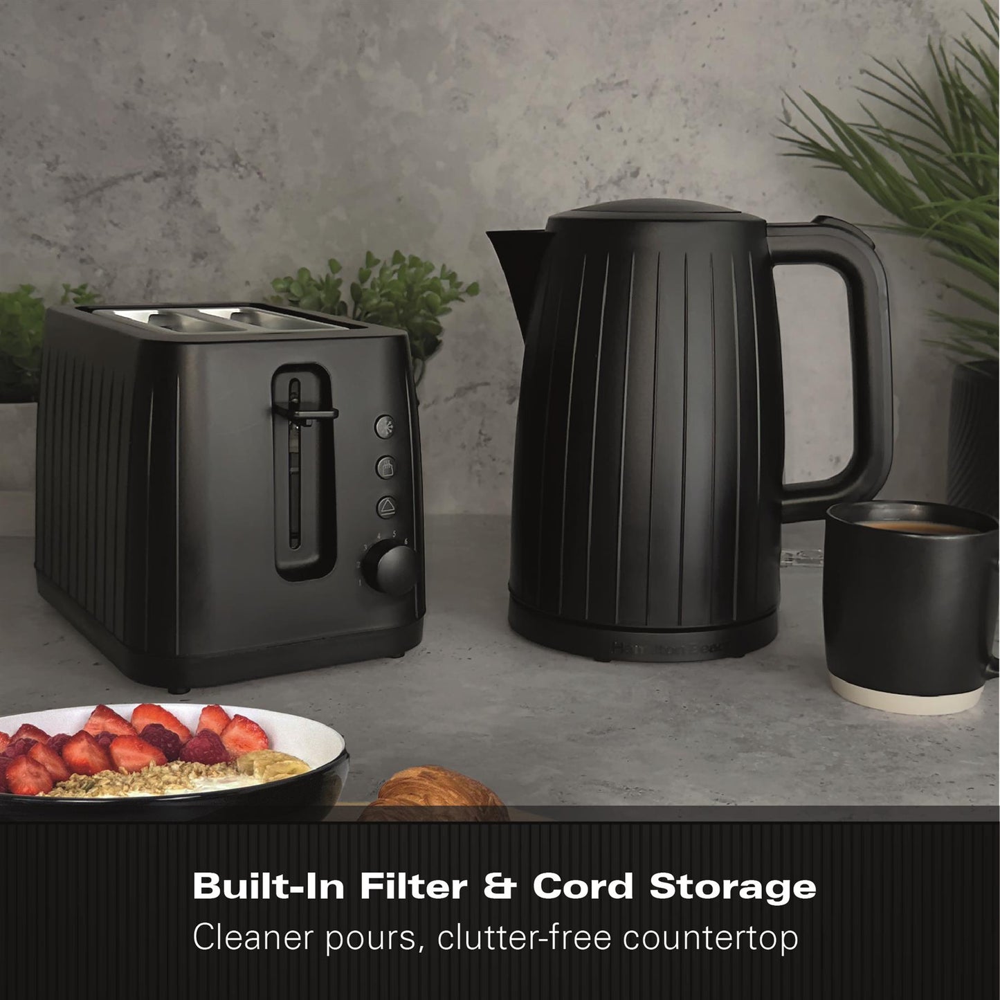 Hamilton Beach Stealth 1.7L Textured Kettle Matte Black