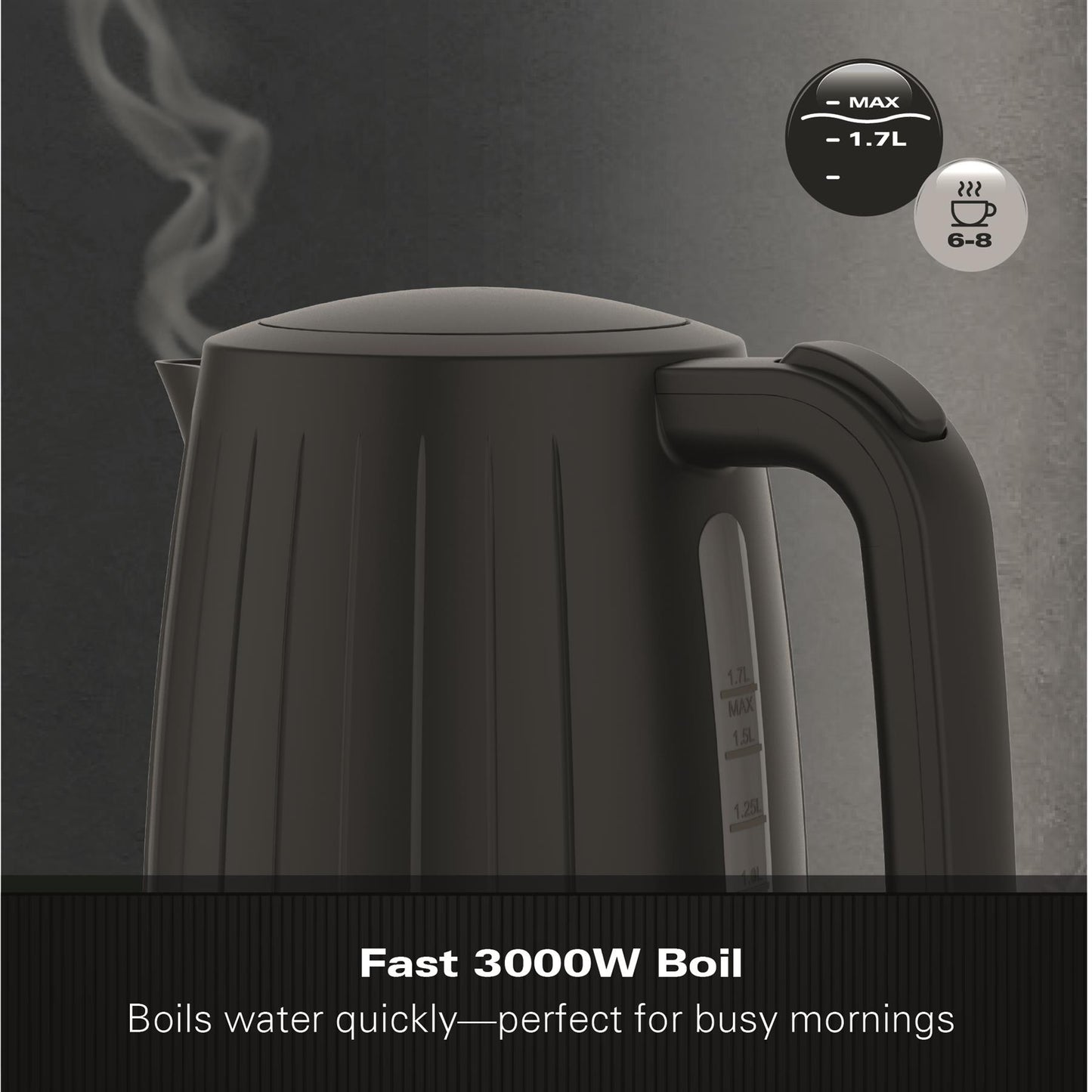 Hamilton Beach Stealth 1.7L Textured Kettle Matte Black